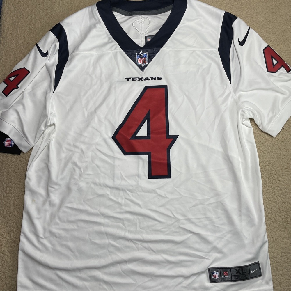 NIke Houston Texans Deshaun Watson #4‎ Sewn Jersey White Men's Size XL